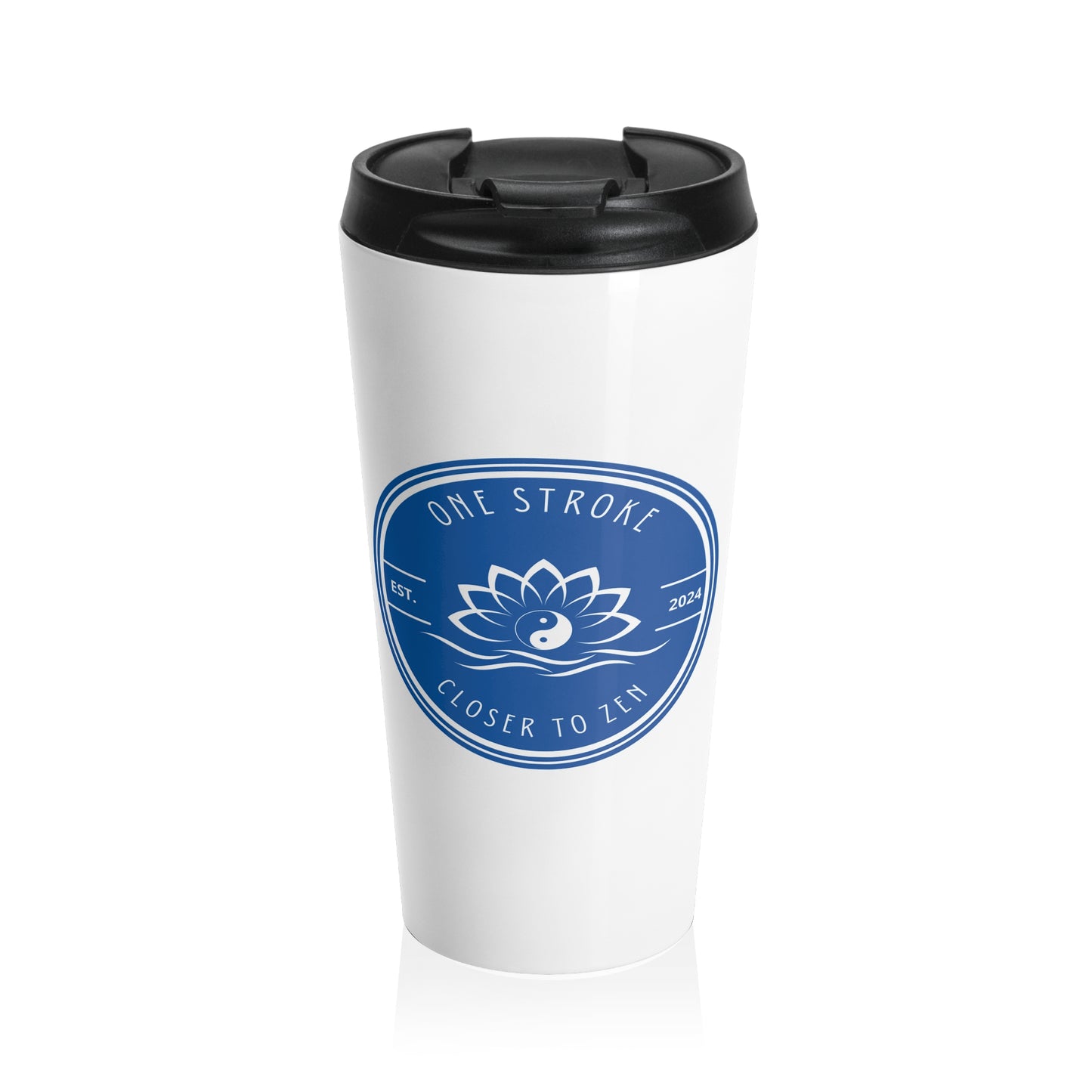 Closer to Zen: White Stainless Steel Travel Mug