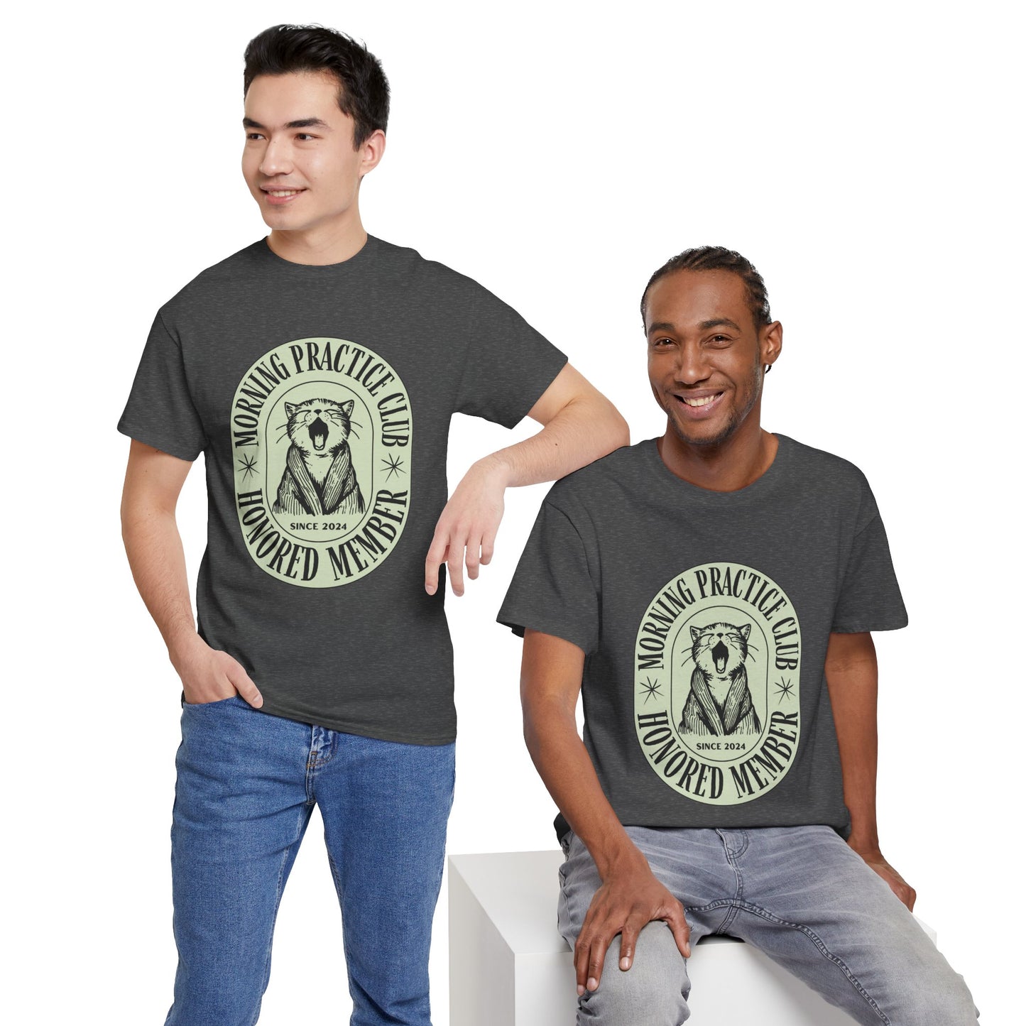 Morning Practice Club Honored Member (Cat Edition): Cotton Unisex Tee