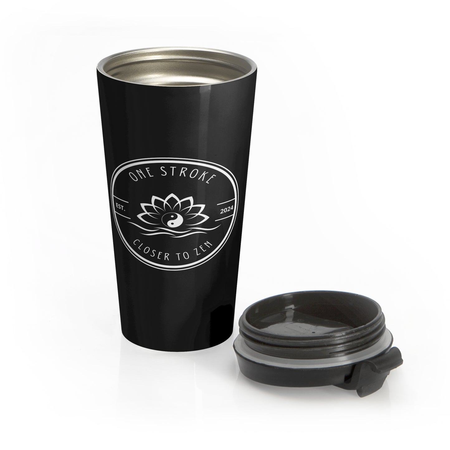 Closer to Zen: Black Stainless Steel Travel Mug
