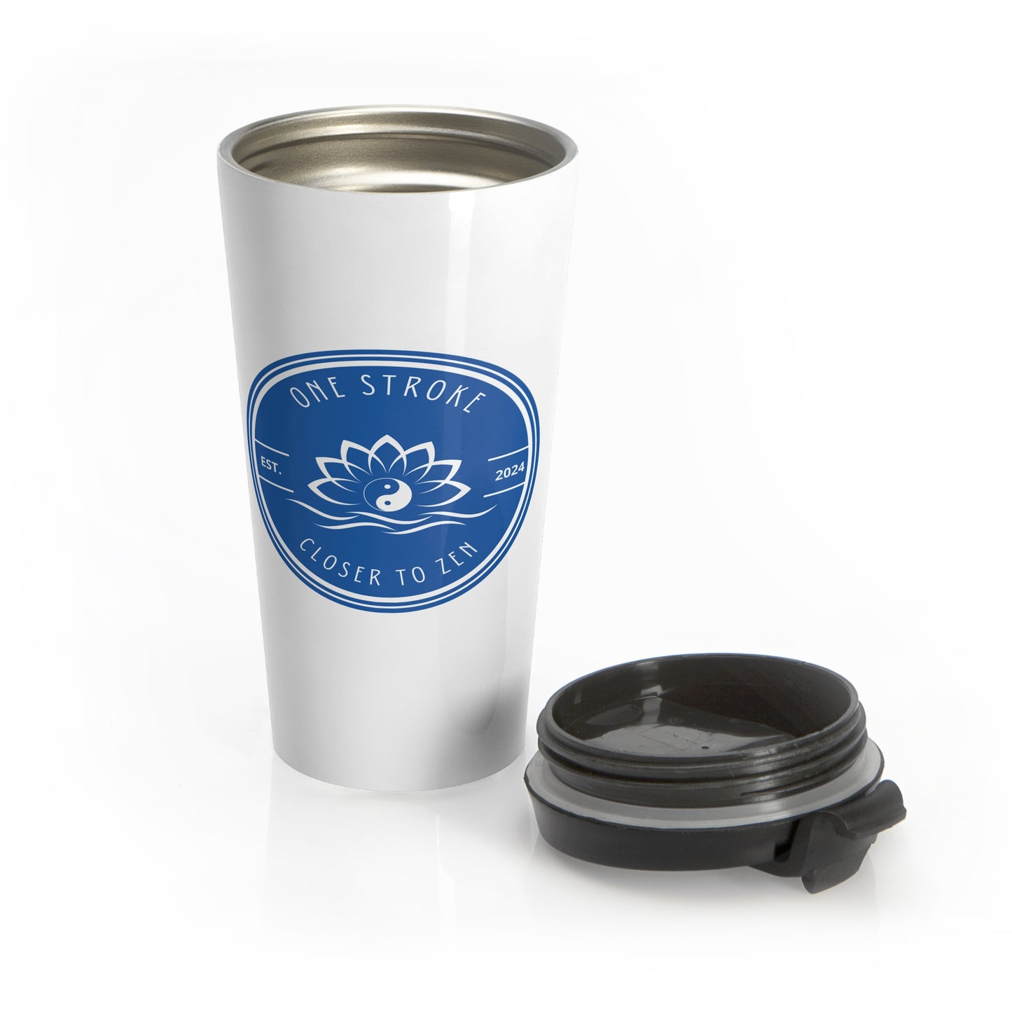 Closer to Zen: White Stainless Steel Travel Mug