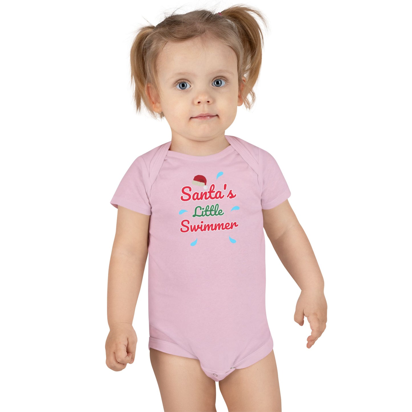 Santa's Little Swimmer: Baby Short Sleeve Onesie®