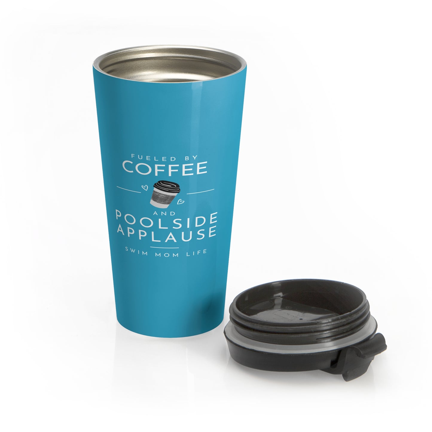 Swim Mom Coffee: Turquoise Stainless Steel Travel Mug