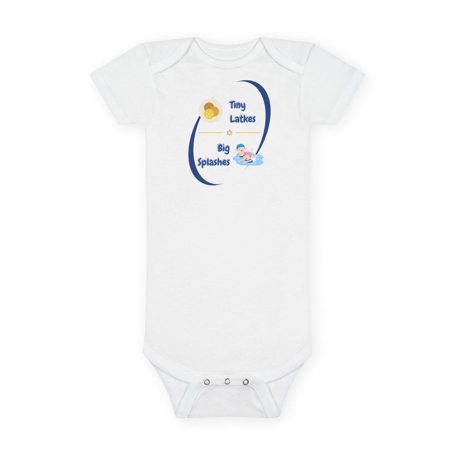 Tiny Latkes, Big Splashes: Baby Short Sleeve Onesie®