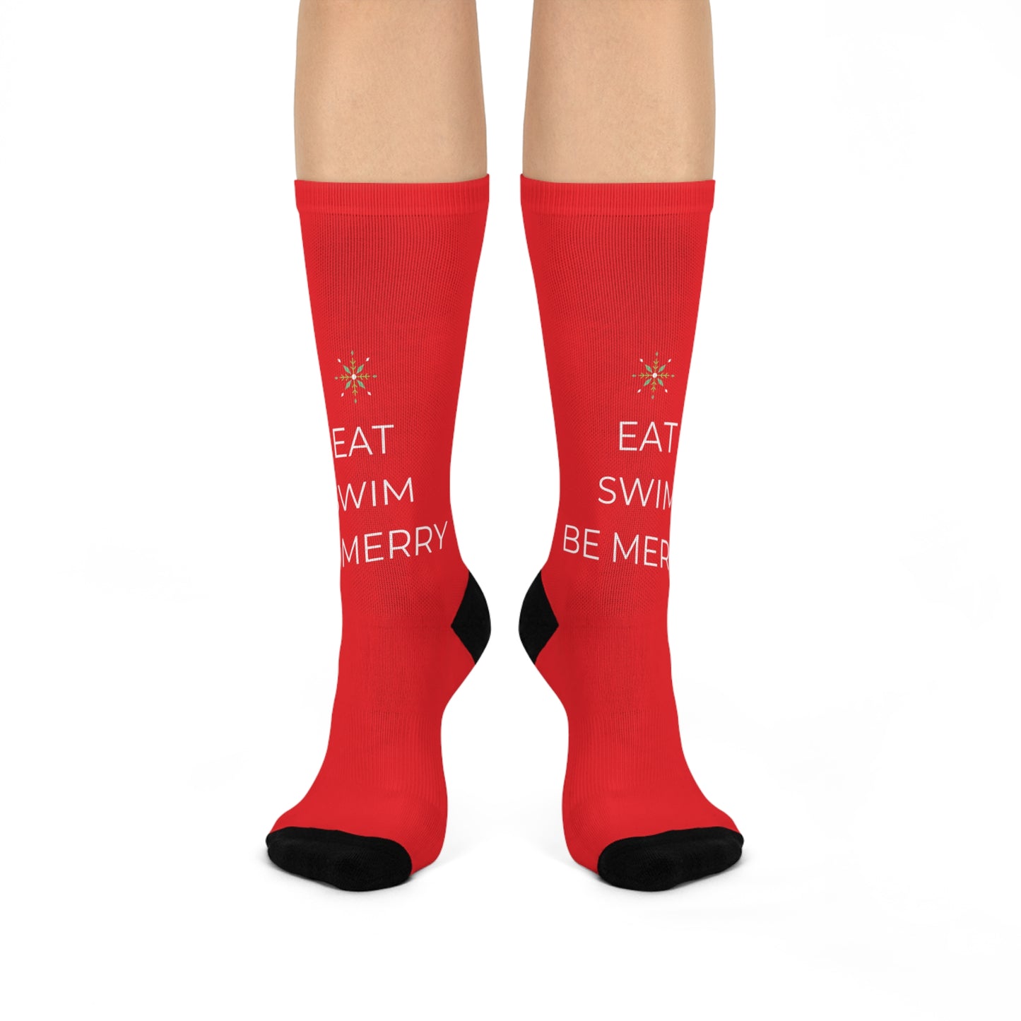 Eat Swim Be Merry: Red Cushioned Crew Socks