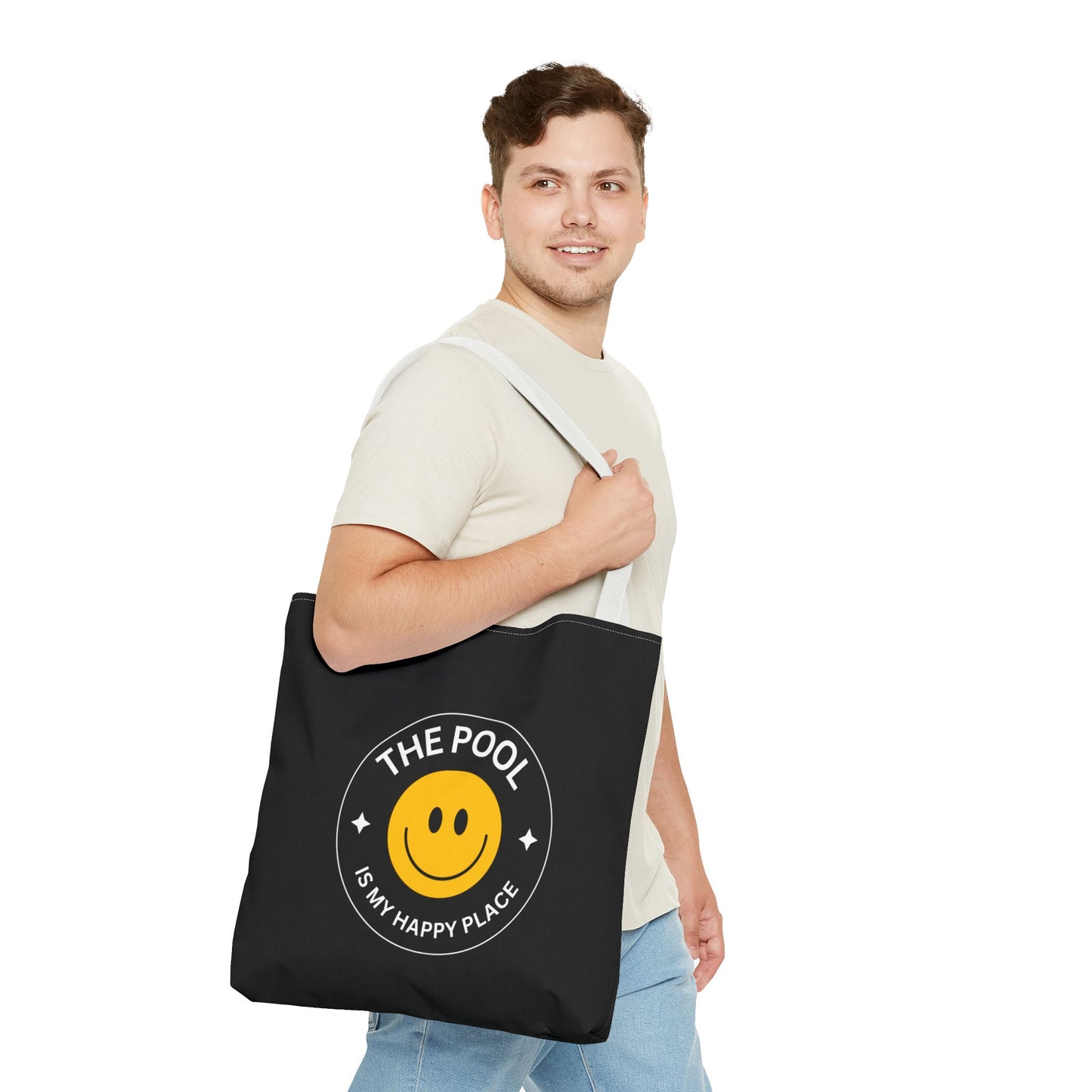 Pool Happy Place: Black Tote Bag