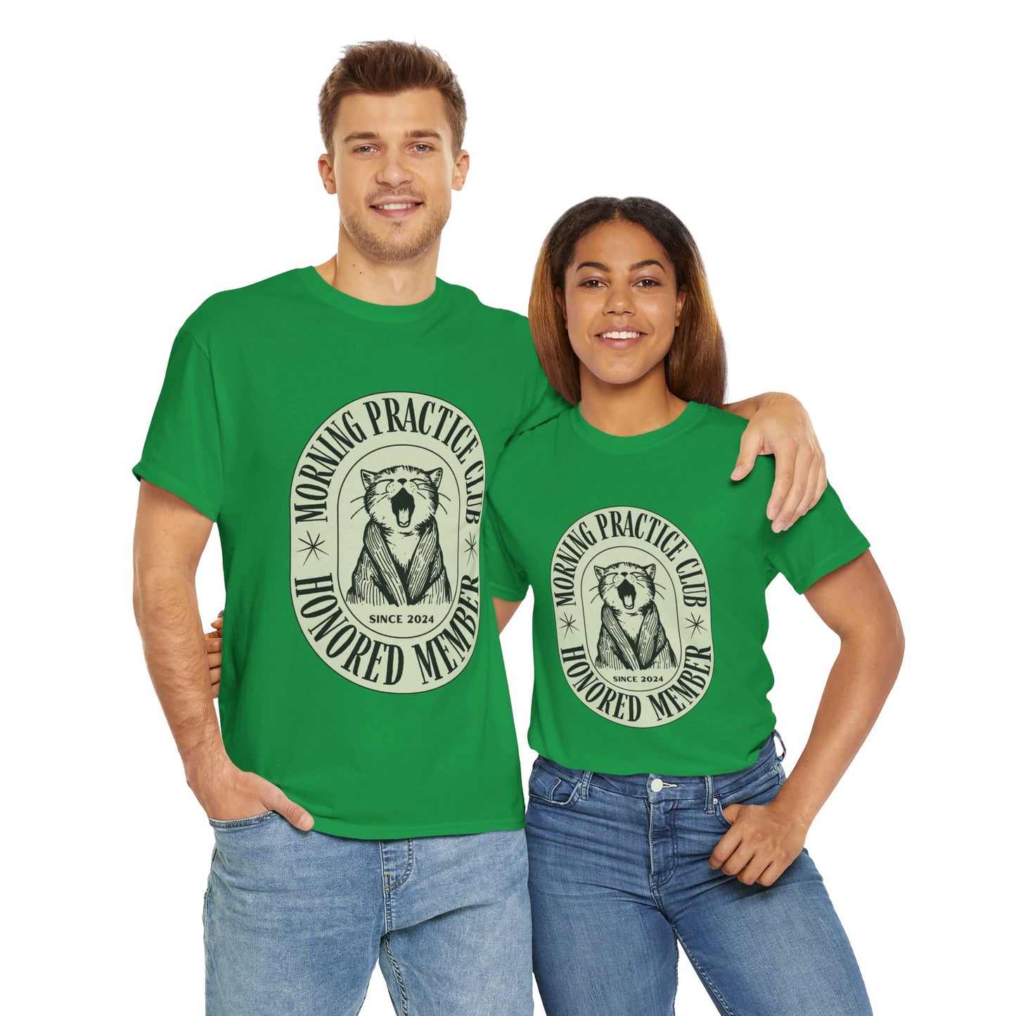 Morning Practice Club Honored Member (Cat Edition): Cotton Unisex Tee