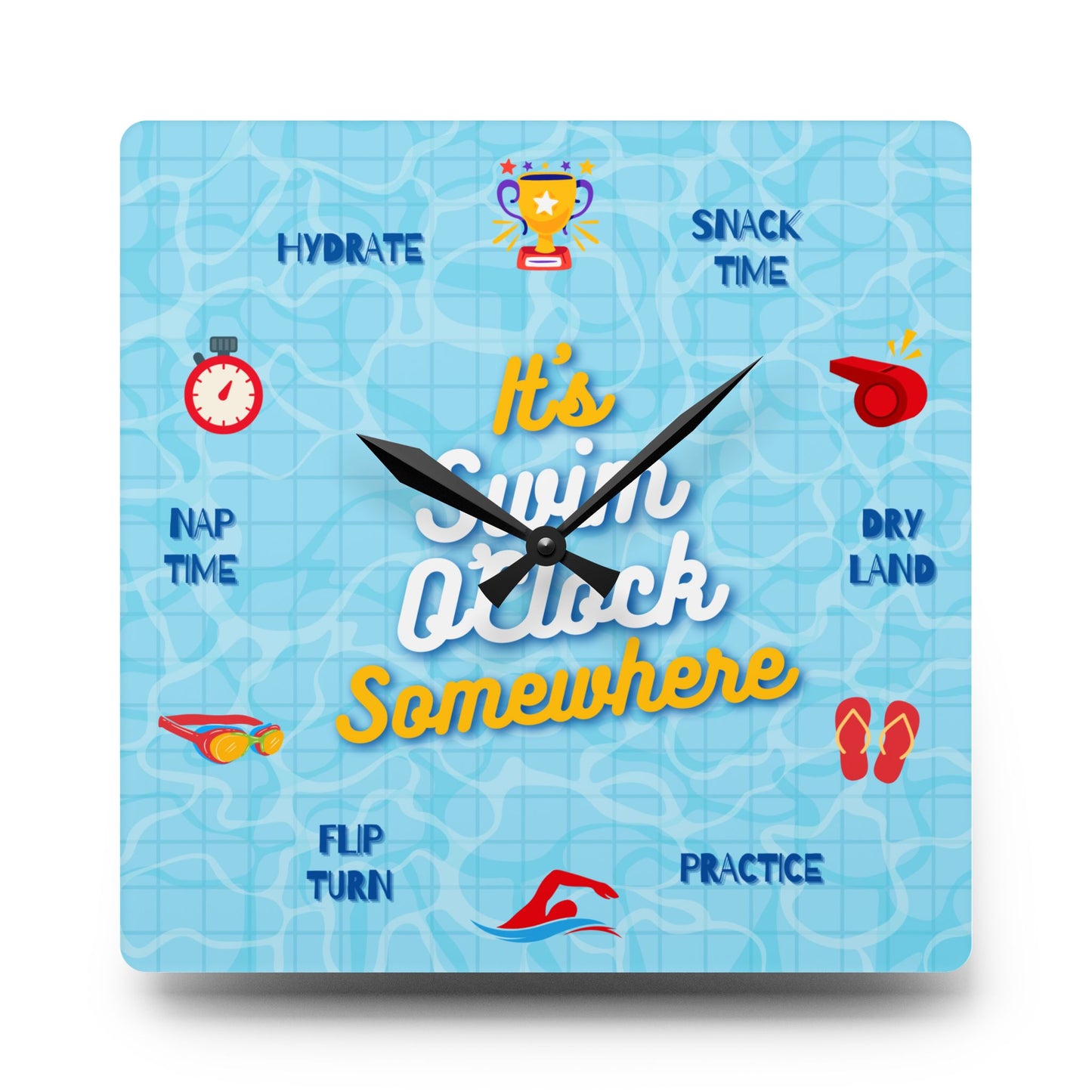 It's Swim O'Clock Somewhere: Acrylic Wall Clock