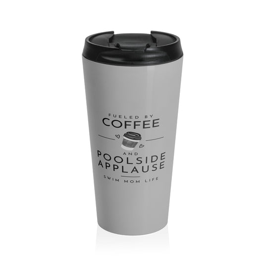 Swim Mom Coffee: Grey Stainless Steel Travel Mug