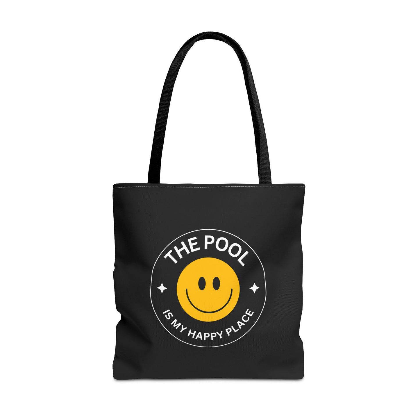 Pool Happy Place: Black Tote Bag