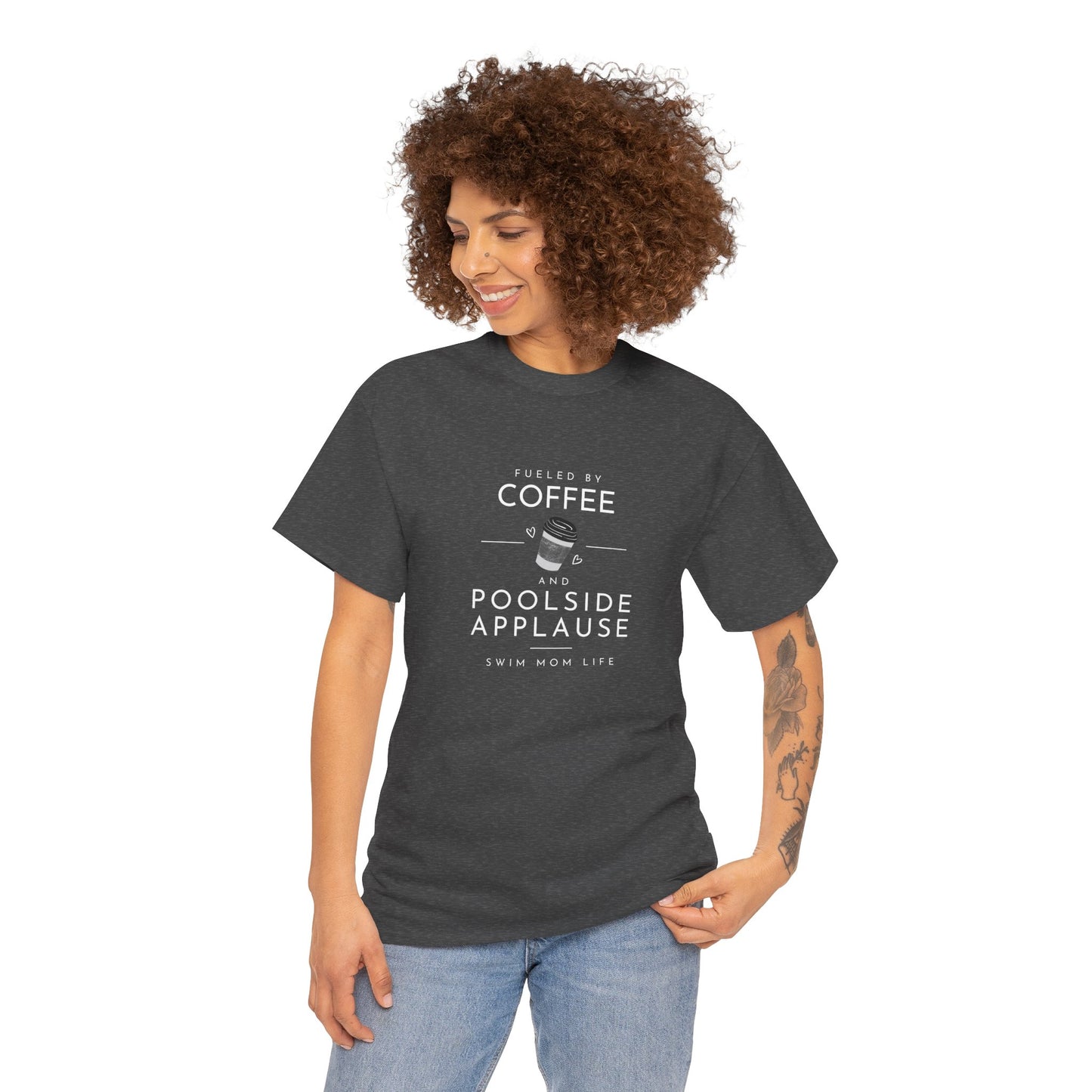 Swim Mom Fueled by Coffee: Cotton Unisex Tee