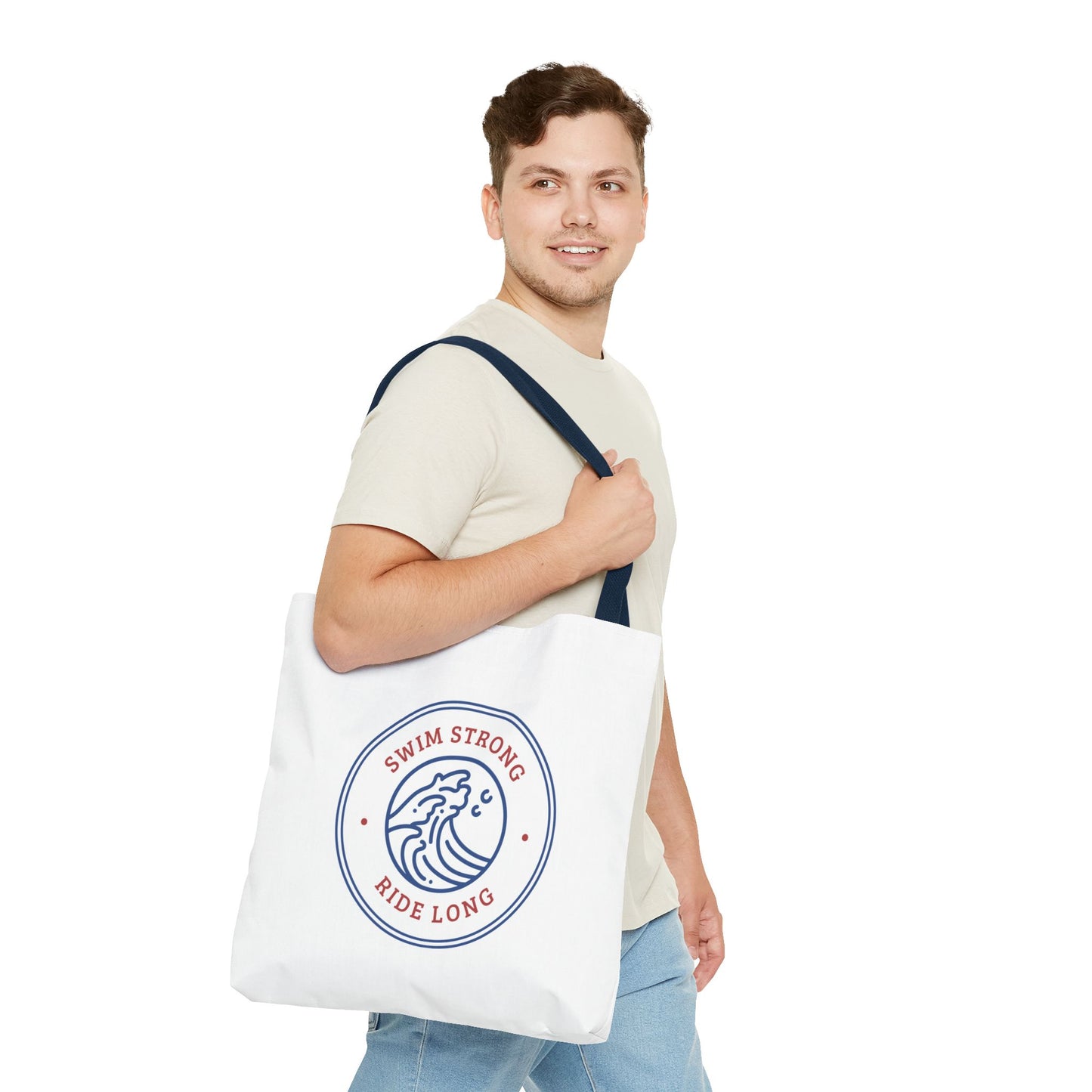 Swim Strong: White Tote Bag