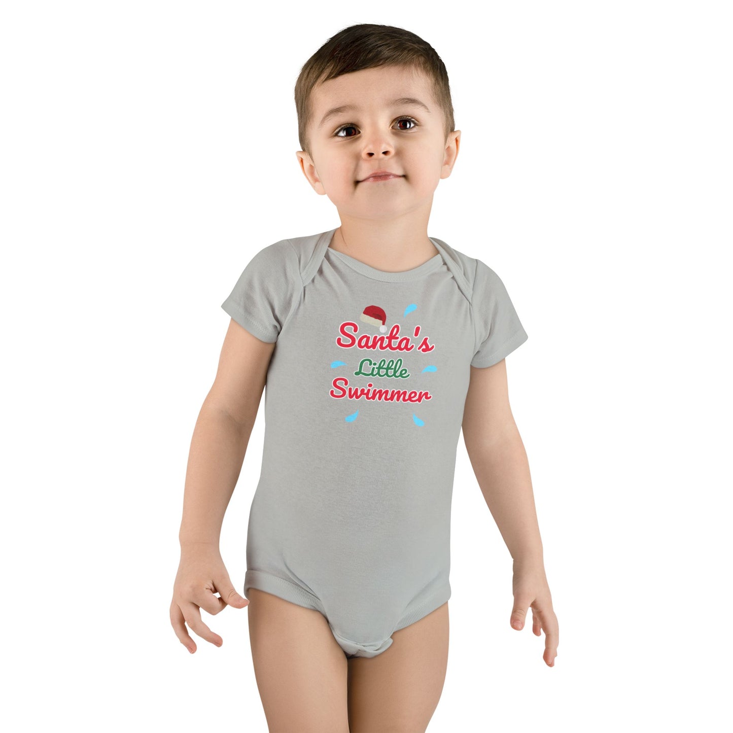 Santa's Little Swimmer: Baby Short Sleeve Onesie®