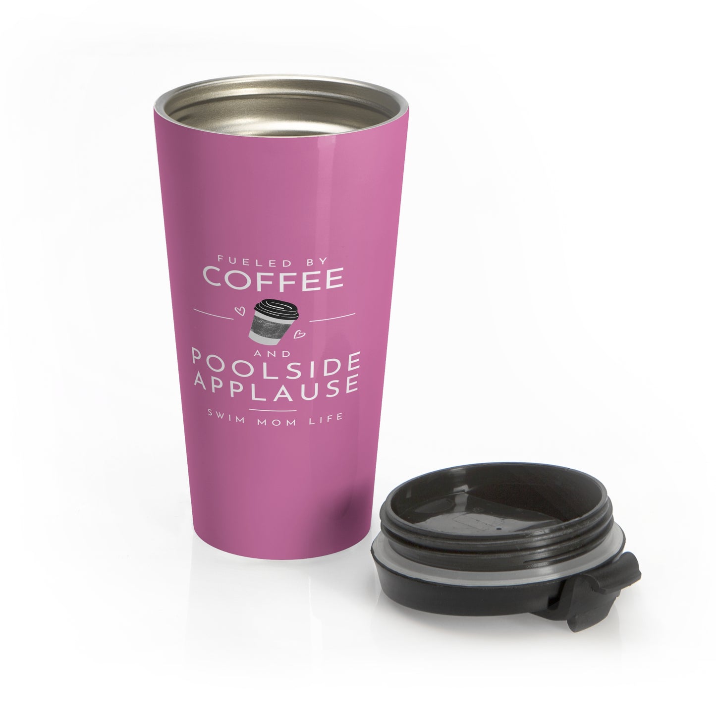 Swim Mom Coffee: Pink Stainless Steel Travel Mug