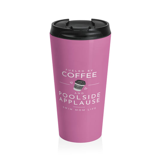 Swim Mom Coffee: Pink Stainless Steel Travel Mug