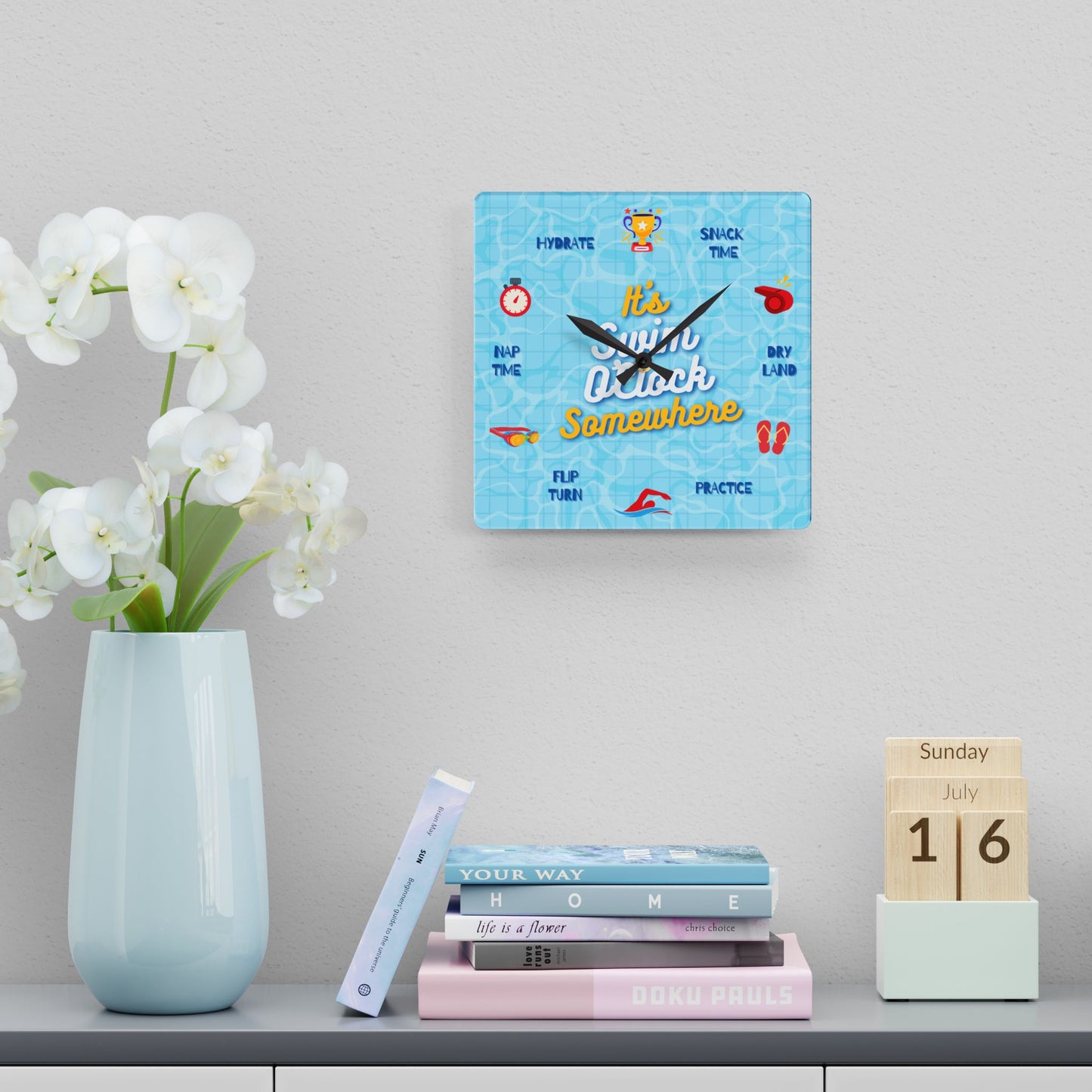 It's Swim O'Clock Somewhere: Acrylic Wall Clock