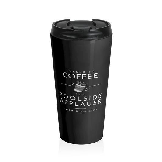 Swim Mom Coffee: Black Stainless Steel Travel Mug