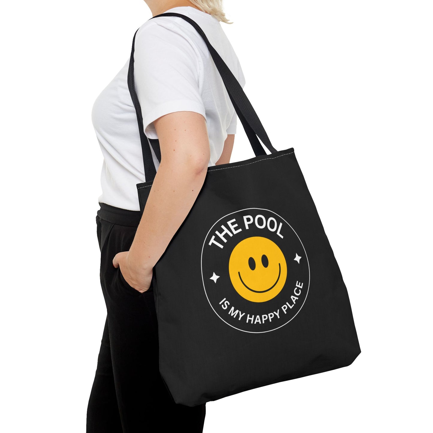 Pool Happy Place: Black Tote Bag