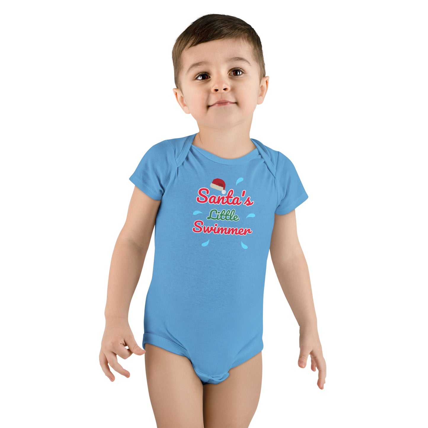 Santa's Little Swimmer: Baby Short Sleeve Onesie®