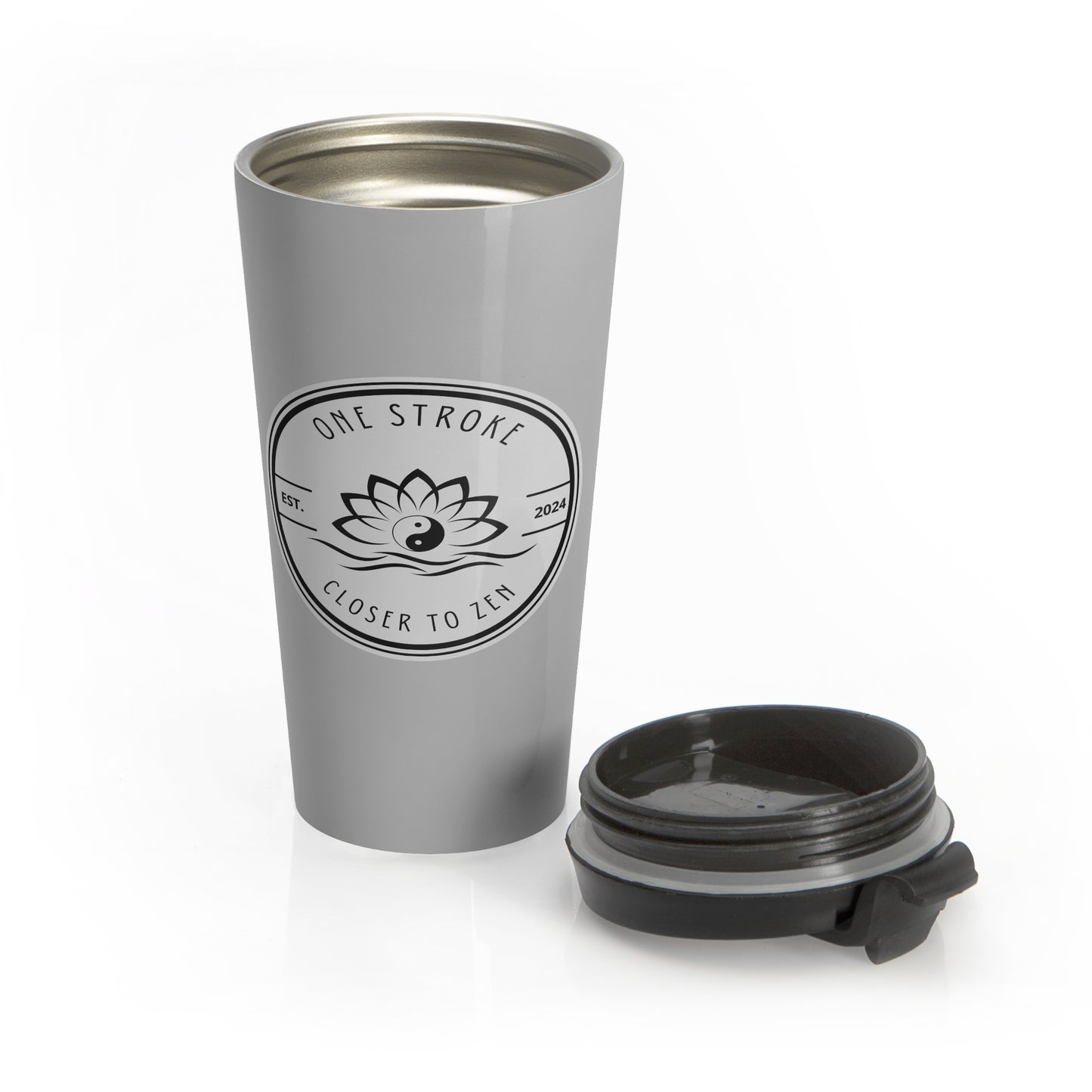 Closer to Zen: Gray Stainless Steel Travel Mug