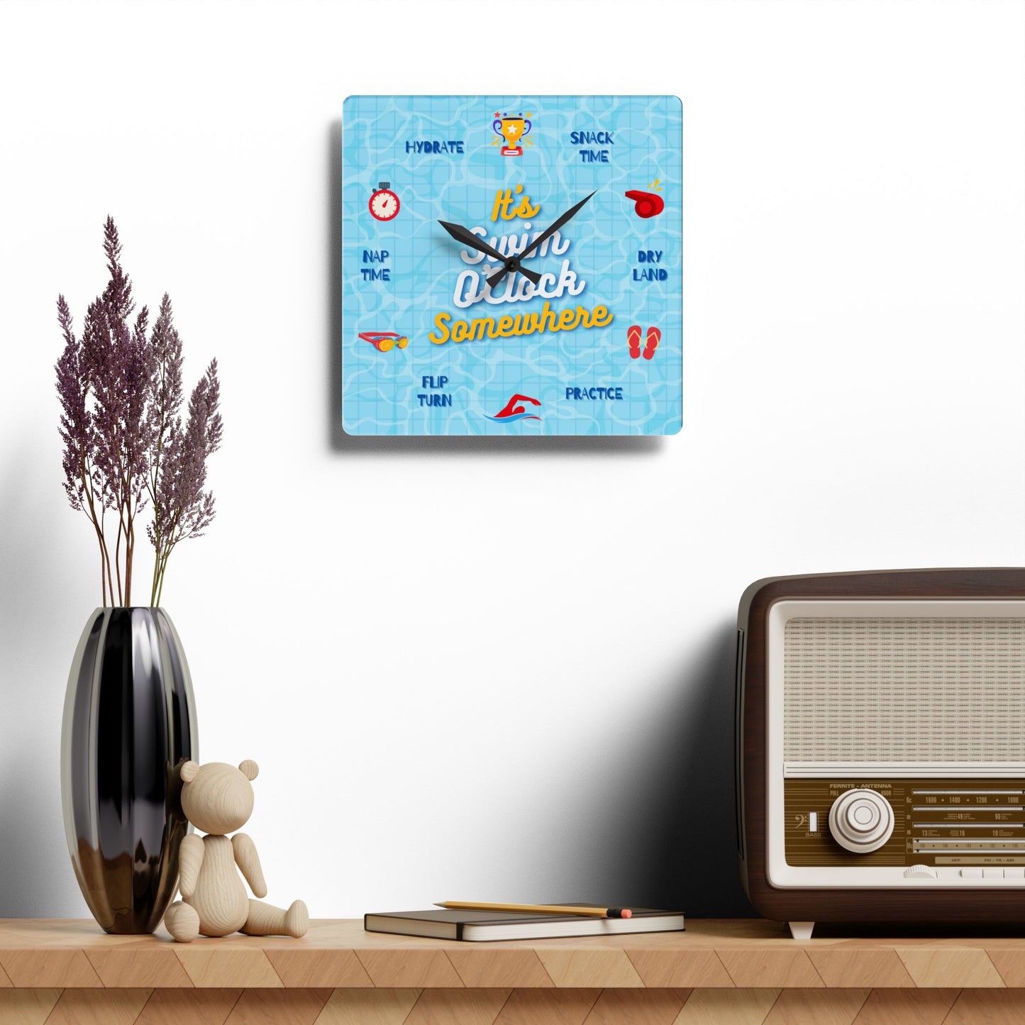 It's Swim O'Clock Somewhere: Acrylic Wall Clock