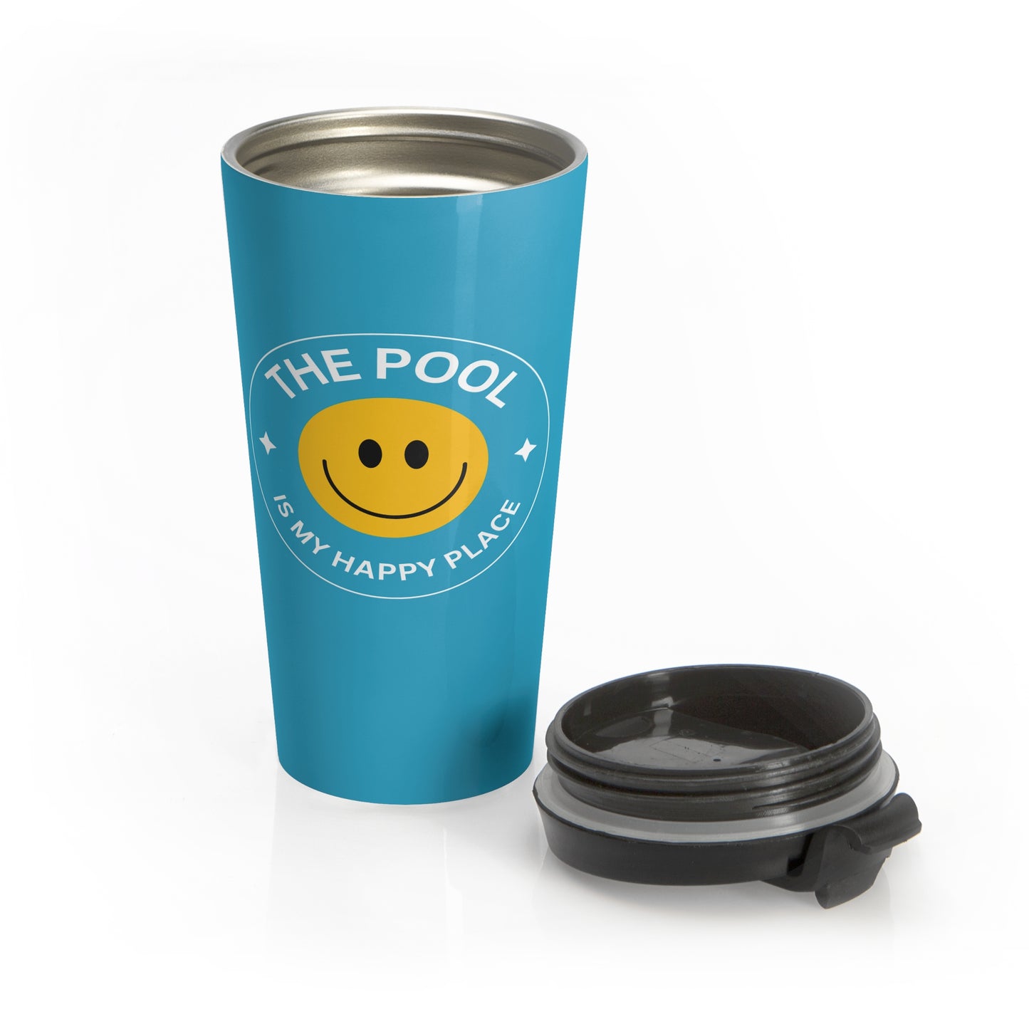 Pool Happy Place: Turquoise Stainless Steel Travel Mug