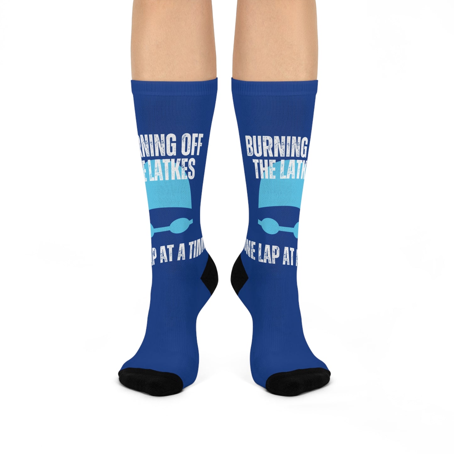 Burning Off the Latkes One Lap at a Time: Blue Cushioned Crew Socks