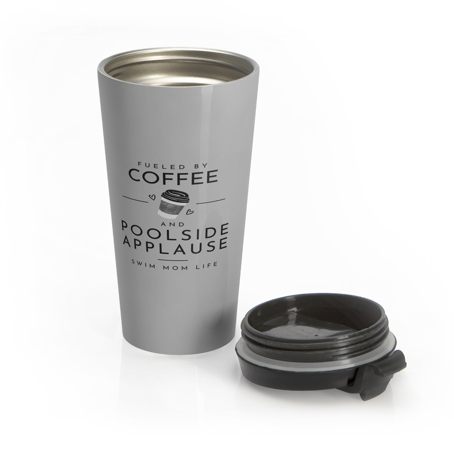 Swim Mom Coffee: Grey Stainless Steel Travel Mug