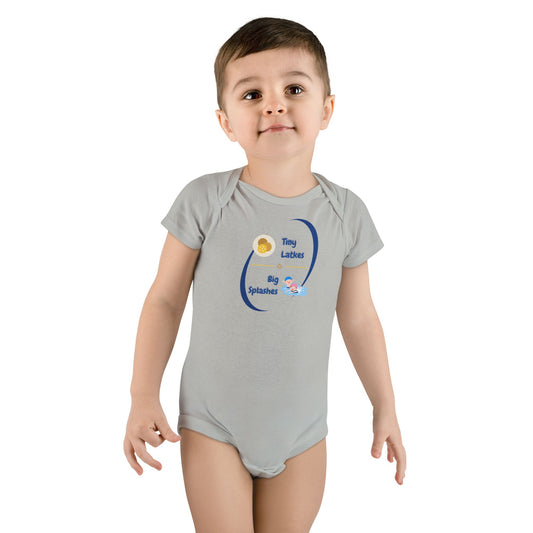 Tiny Latkes, Big Splashes: Baby Short Sleeve Onesie®