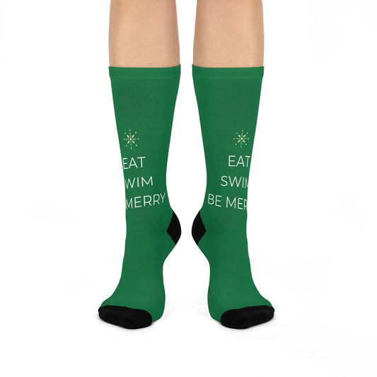 Eat Swim Be Merry: Green Cushioned Crew Socks